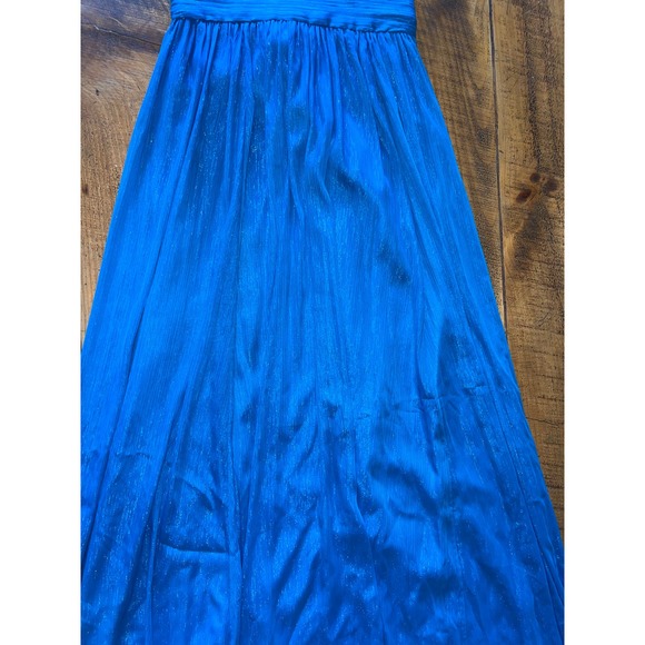Womens Aidan Mattox Blue Sparkly Spaghetti Strap Long Maxi Gown Dress 6 - Picture 2 of 12